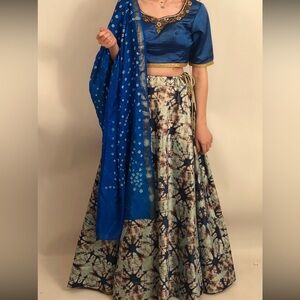 Blue & Gold Lehenga Set - NWT